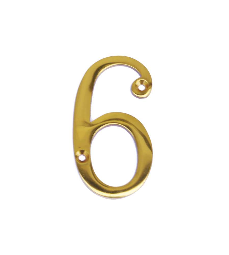 Numero civico "6" in ottone