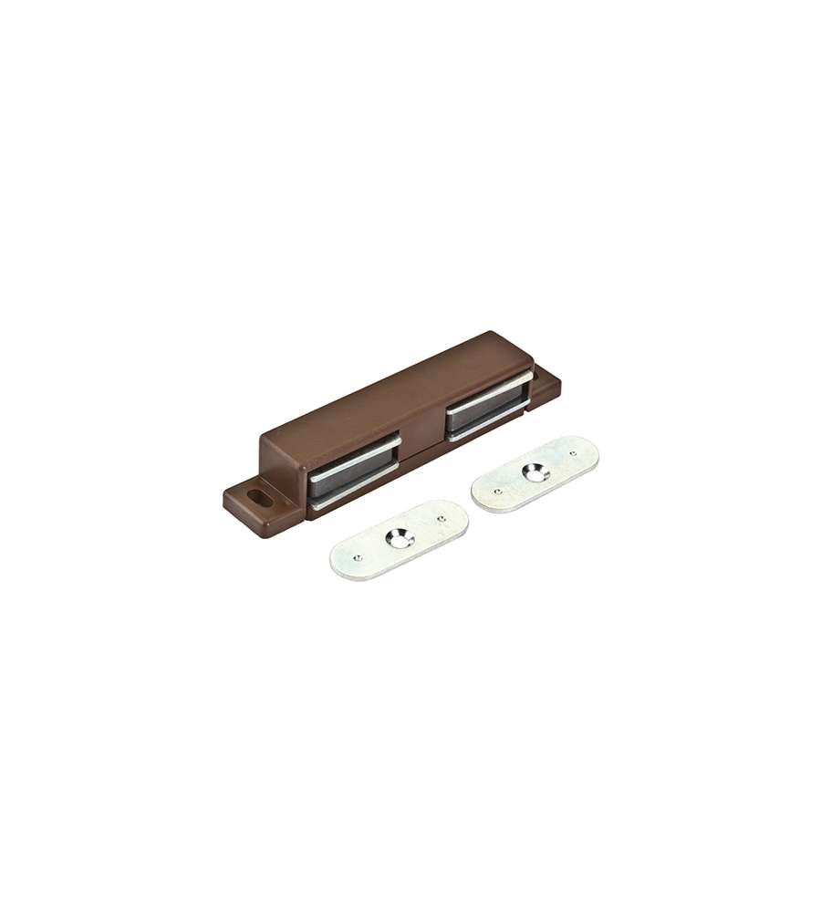 Chiusure magnetiche da applicare - per ante doppie - forza 12 kg. - marrone - 2 pz
