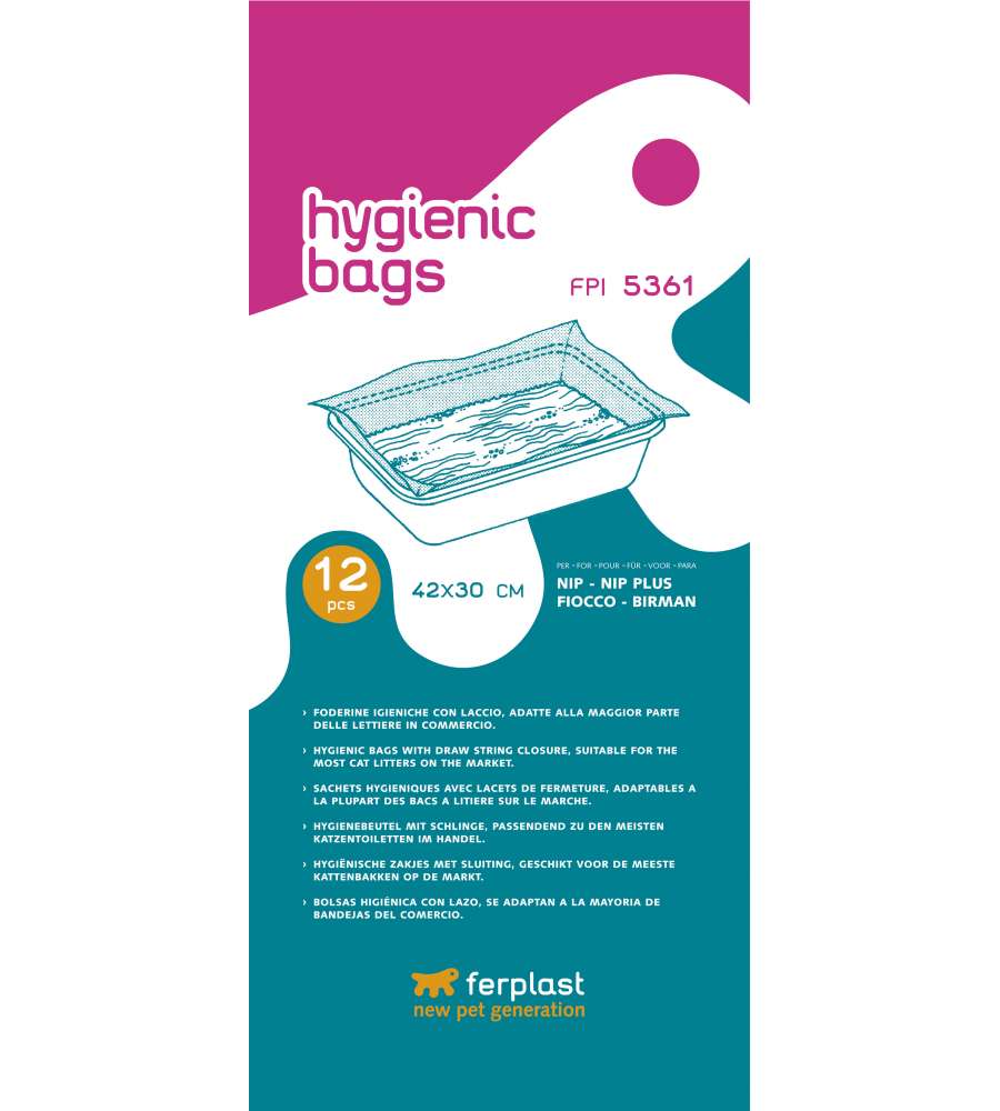 Ferplast Sacchetti Igienici Ricambio Lettiera Gatto 42x30 cm 12 pz