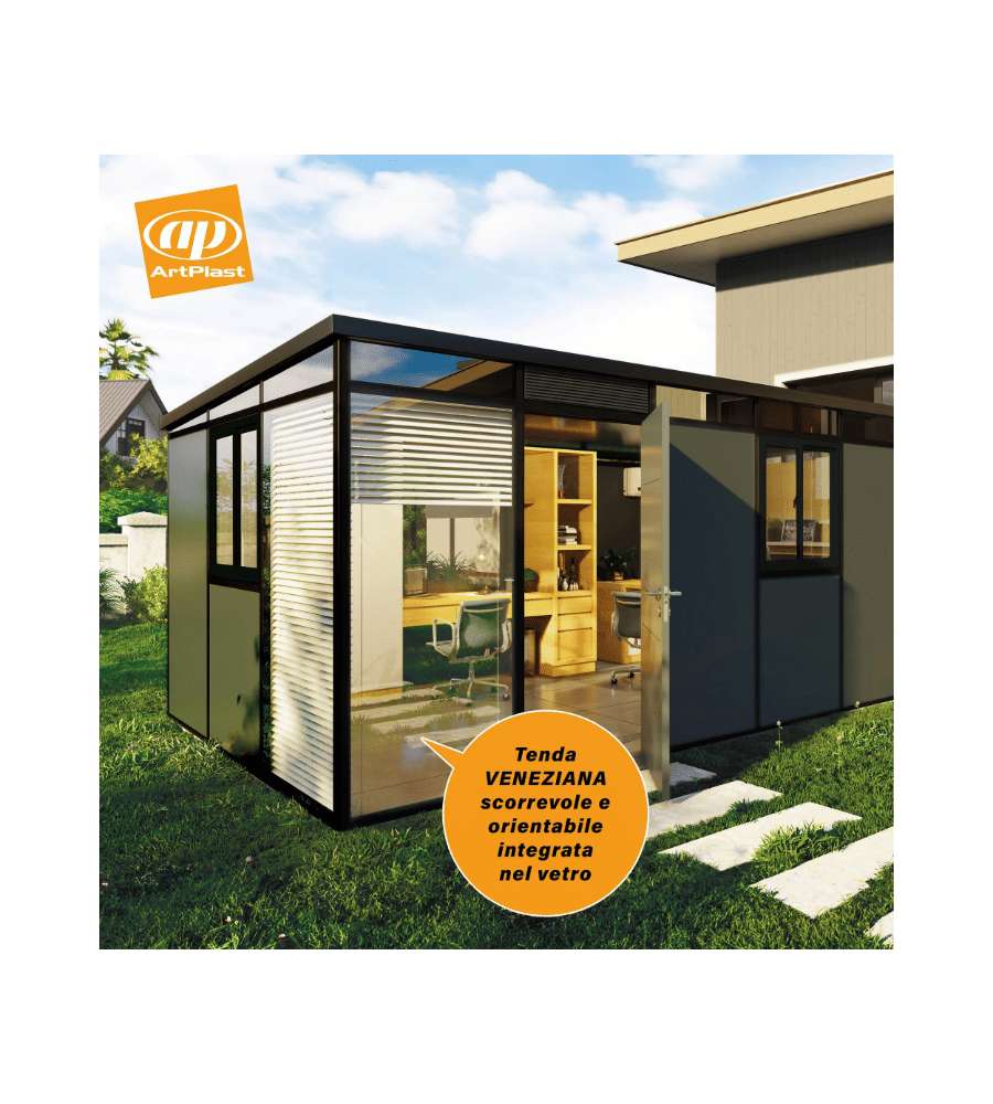Modulo Vetrata con Serranda per Casetta Giardino Alluminio 98x202 cm