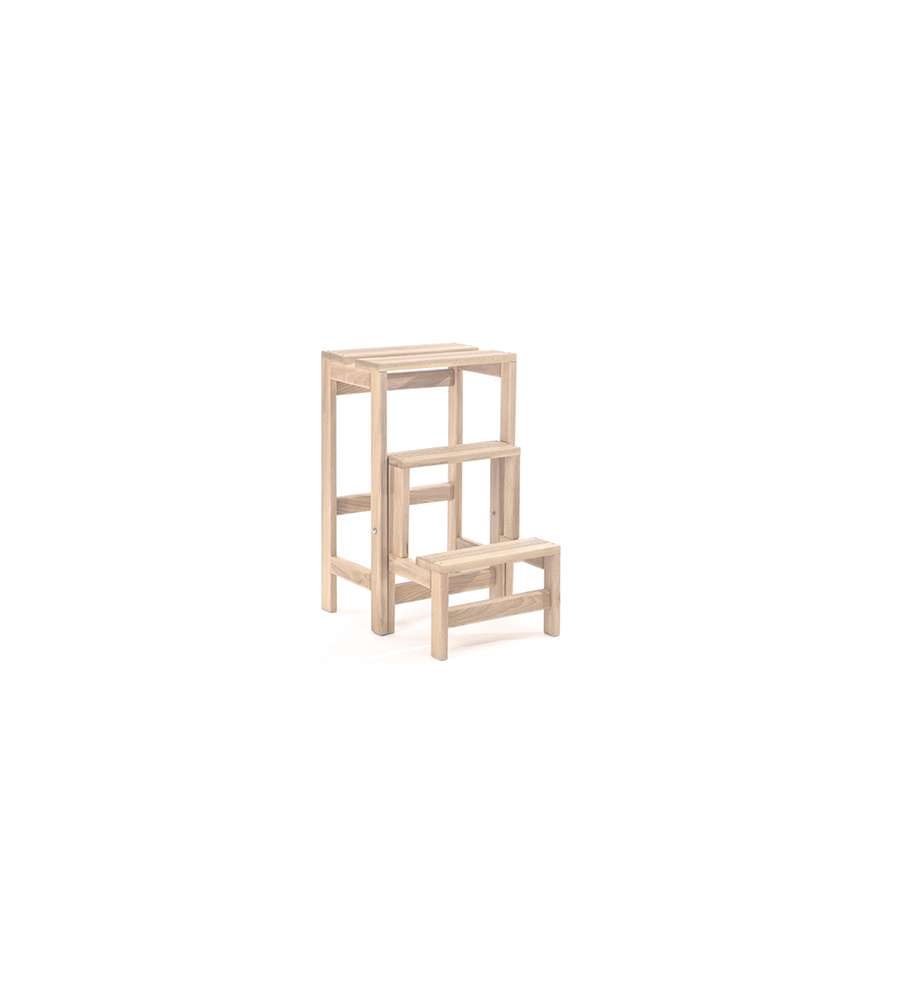 Kimono Scaletta Faggio Verniciato Naturale 3 Gradini - 560x370x250 mm - Ferramenta Inclusa