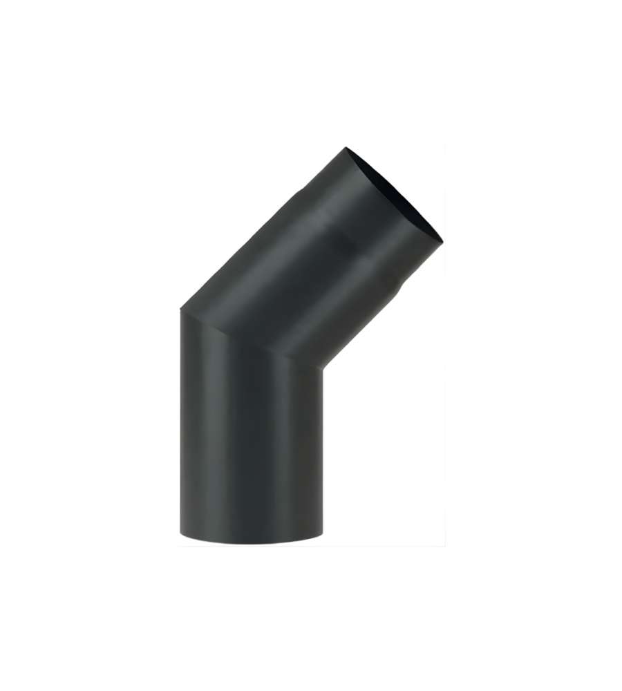Gomito 45 in Acciaio Nero Resistente - D. 15 cm - Tubo per Stufe