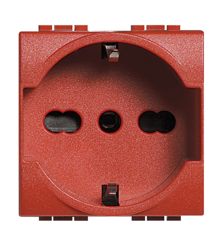 Presa di corrente Schuko bipasso Livinglight 2P+T 16A Rossa