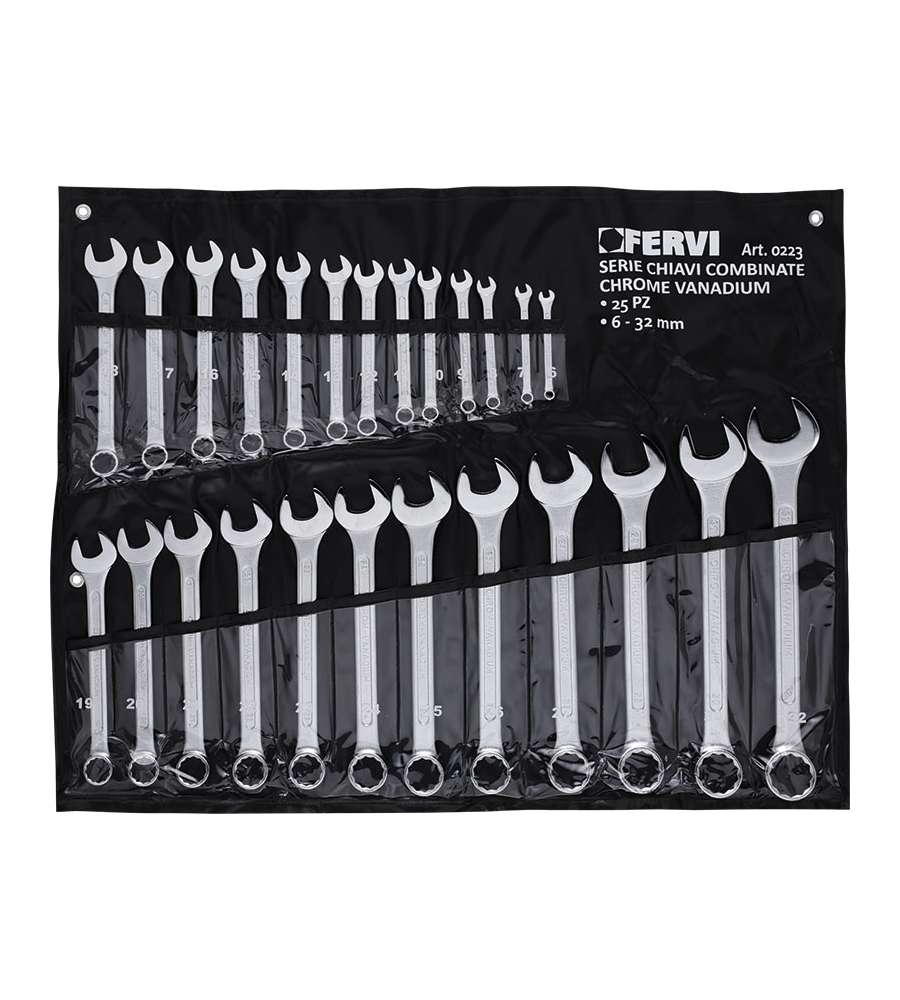 Fervi Set 25 Chiavi Combinate Cromate Misure 6-32 mm Fai-da-te