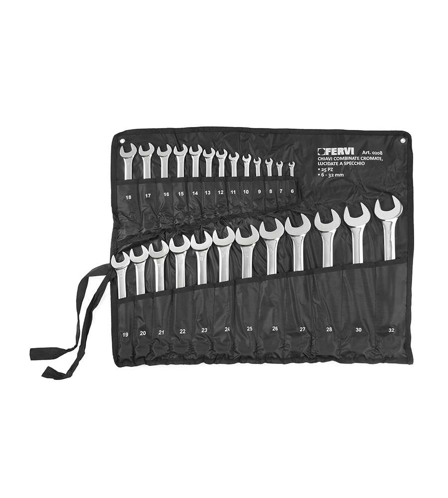 Fervi Set Chiavi Combinazione Cromate 25 Pezzi Lunghe Specchio 6-32 mm