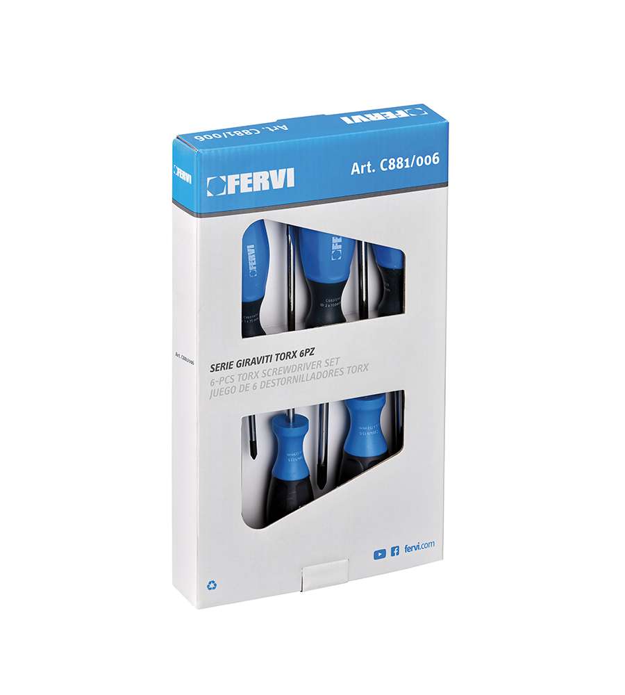 Fervi Giraviti Torx T10-T30 Cromati - Set 6 Pezzi
