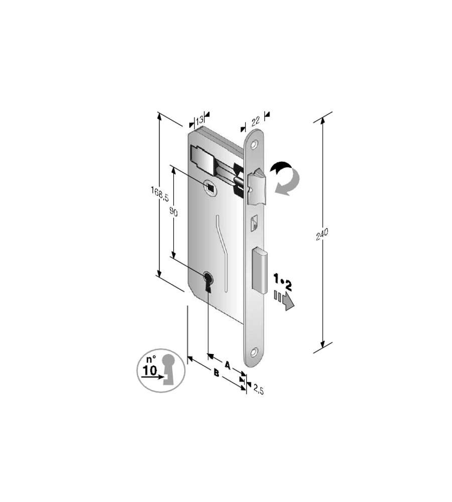Serratura Patent Mm 8X90 E35 Bt Bronzata        Gb