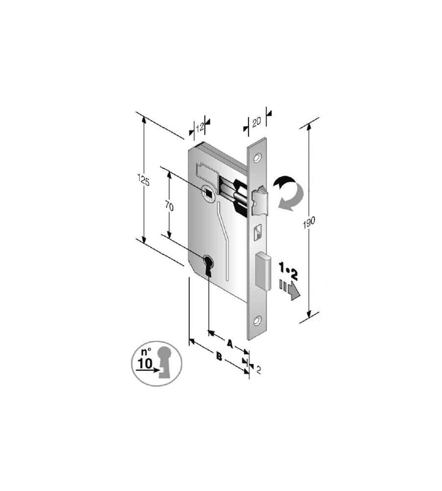 Serratura Patent Mm 8X70 E60 Bq Bronzata        Gb