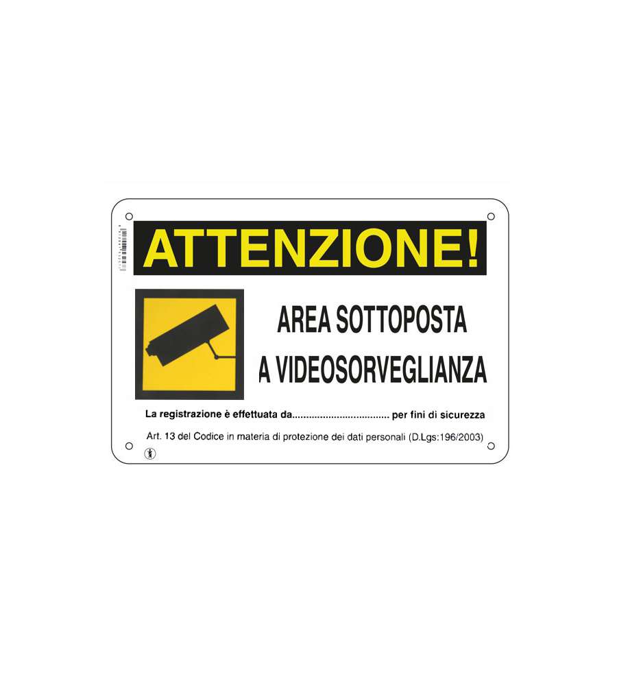 Cartello Area Videosorvegliata 30X 20 Plastica