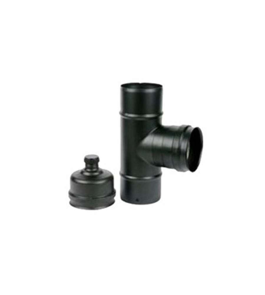 Gomito T Inox 10 Mfm Tappo Nero Pellet 300 Maral