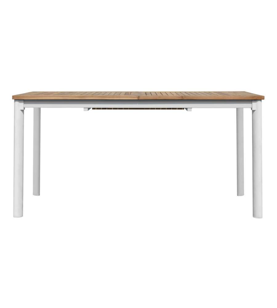 Moia Tavolo Allungabile Esterno - Bianco Opaco, Teak Naturale - 150-210x90 cm