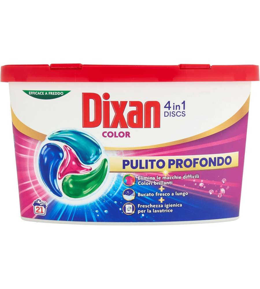 Dixan Detersivo Lavatrice Discs Color 21pz - Tablet Bianco, Lavaggi 21