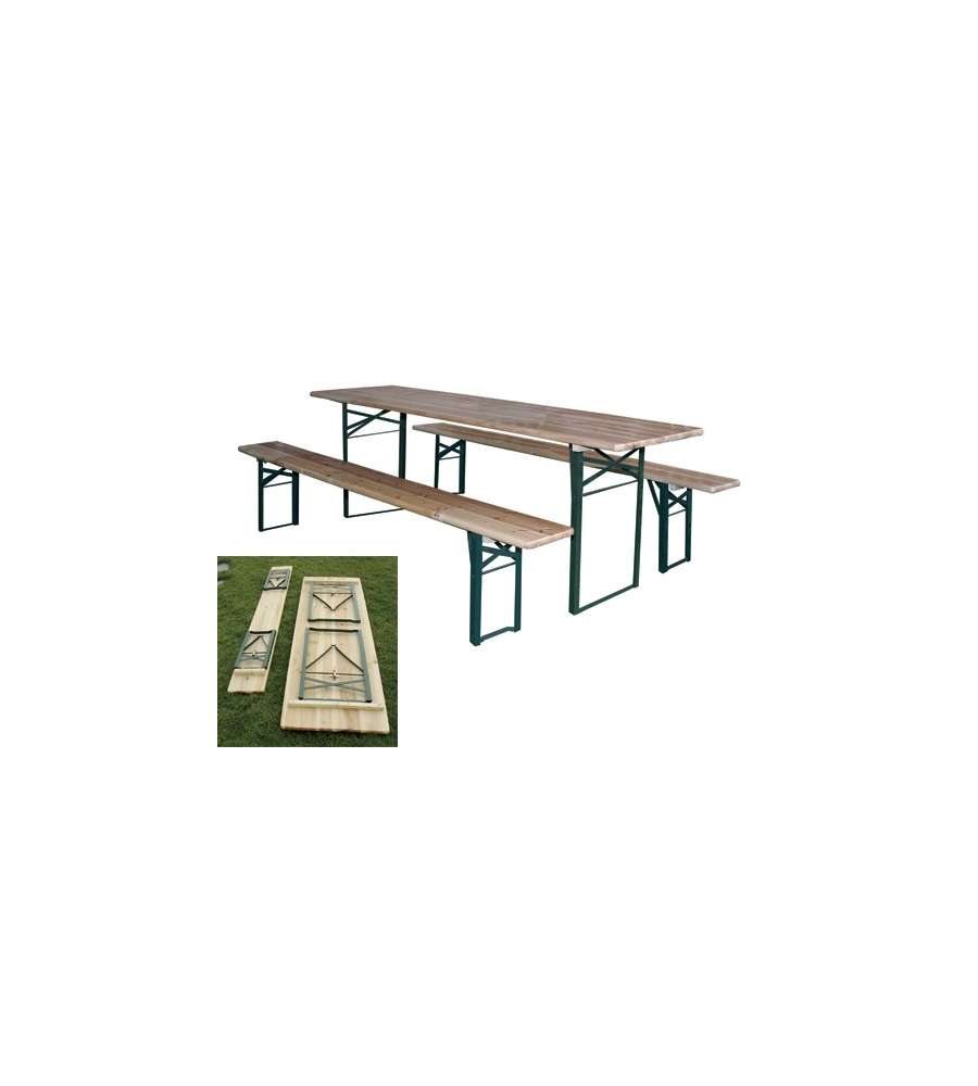 GDLC Set Birreria - Struttura in Acciaio e Legno Levigato - 200x80 cm