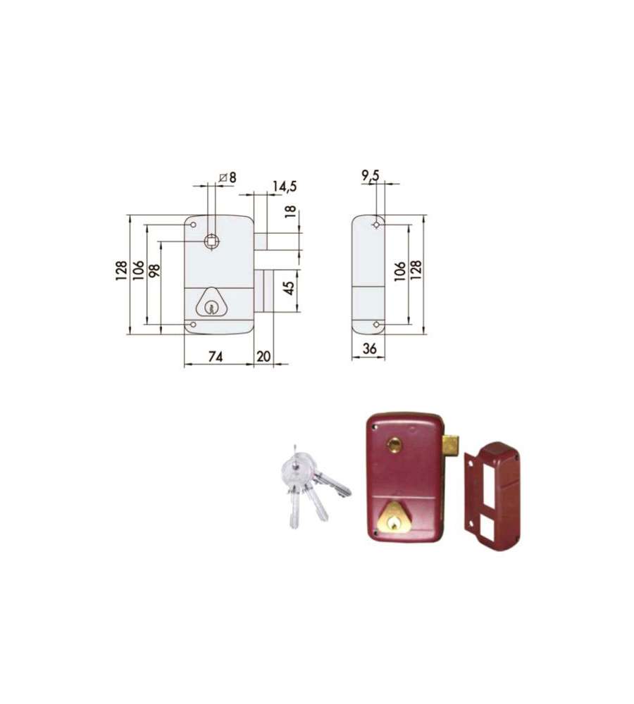 Serratura Applicare per Legno Sx 50211-45-2 Cisa