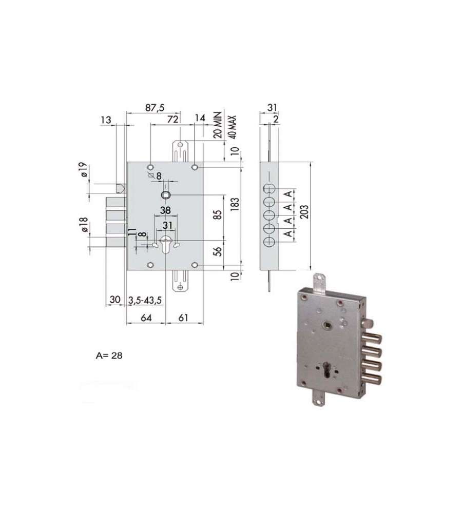 Serratura Sicurezza Triplice 56515-38-B Cisa