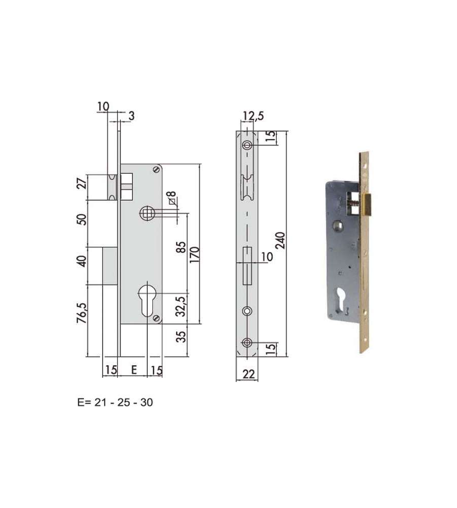 Serratura Infilare per Legno 5C011-30-0 Cisa
