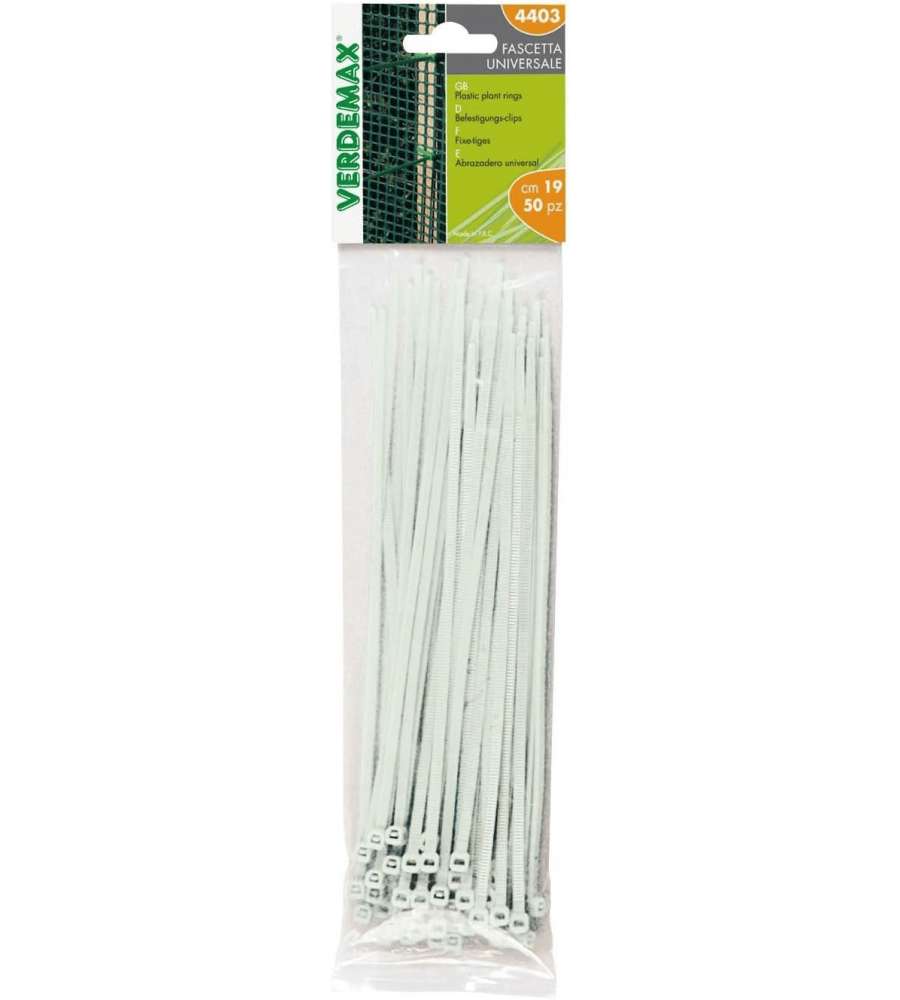 Verdemax Fascetta autobloccante 190 mm bianca 50 pz per giardinaggio