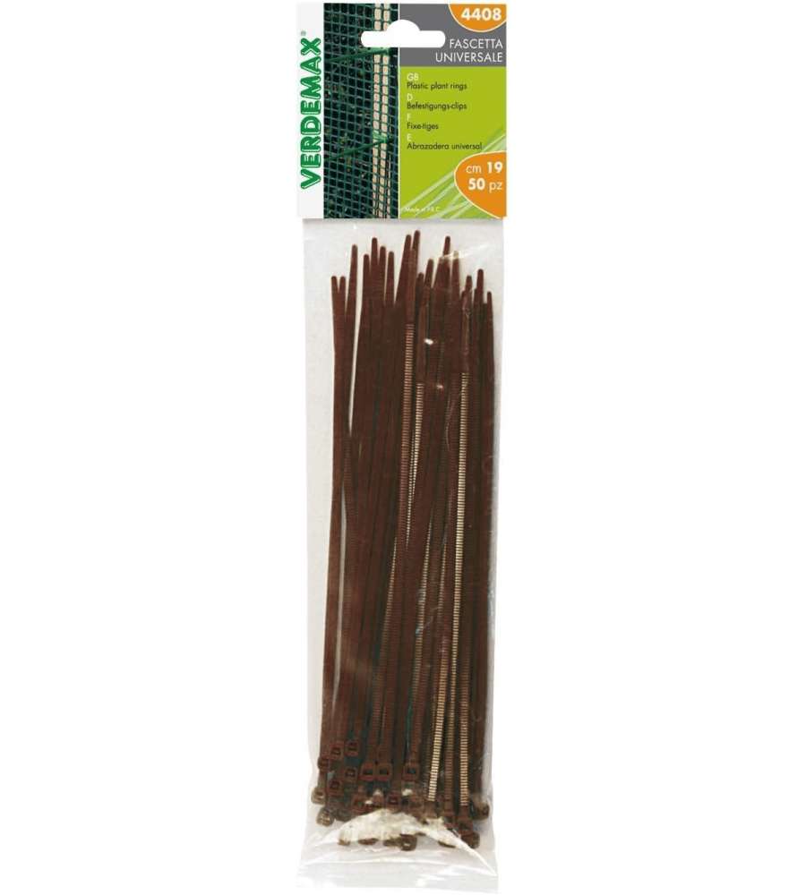 VERDEMAX Fascetta universale dentellata marrone 190 mm 50pz in plastica