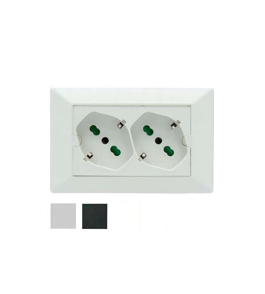 Frutto Doppio Presa Sk 10/16A Nero Opera 42101 Fme