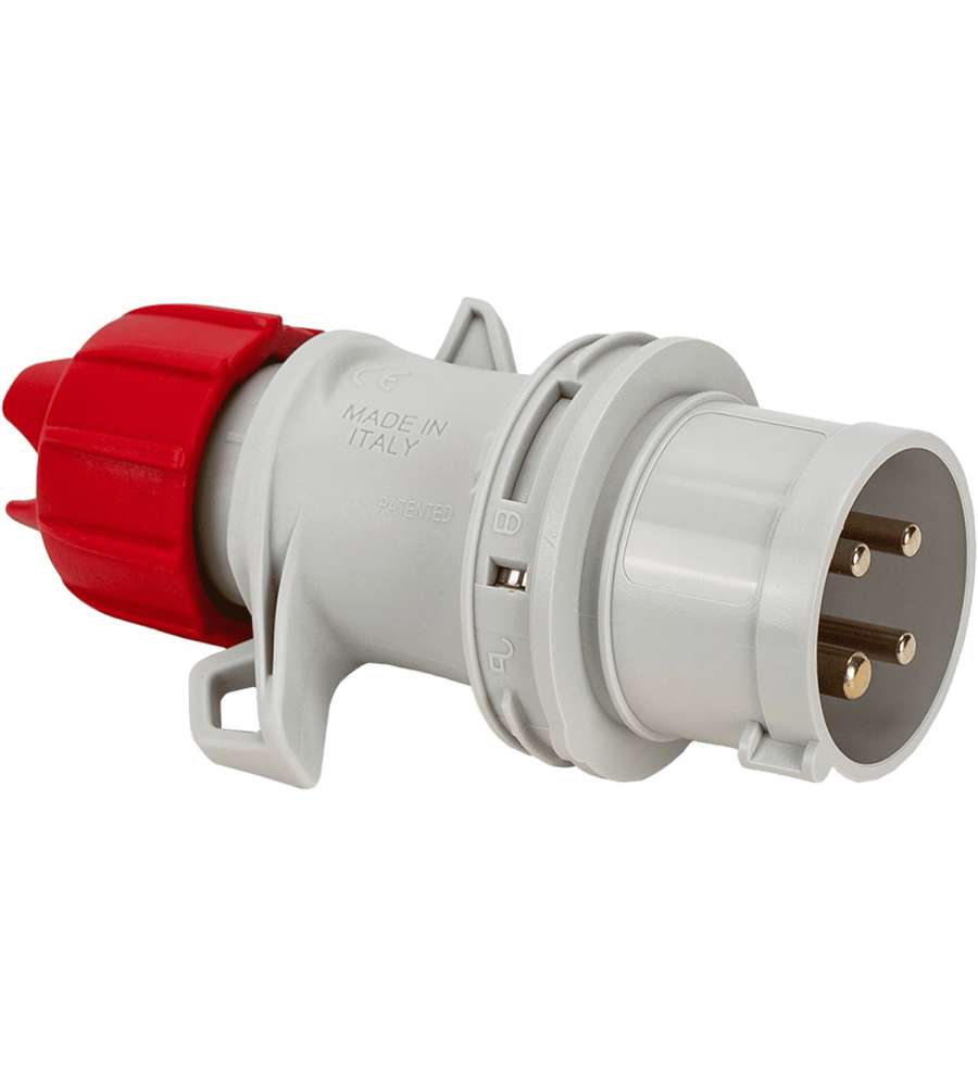 Fanton Spina CEE 16A 4P Grigio IP54 Cablaggio a Vite Ergonomica