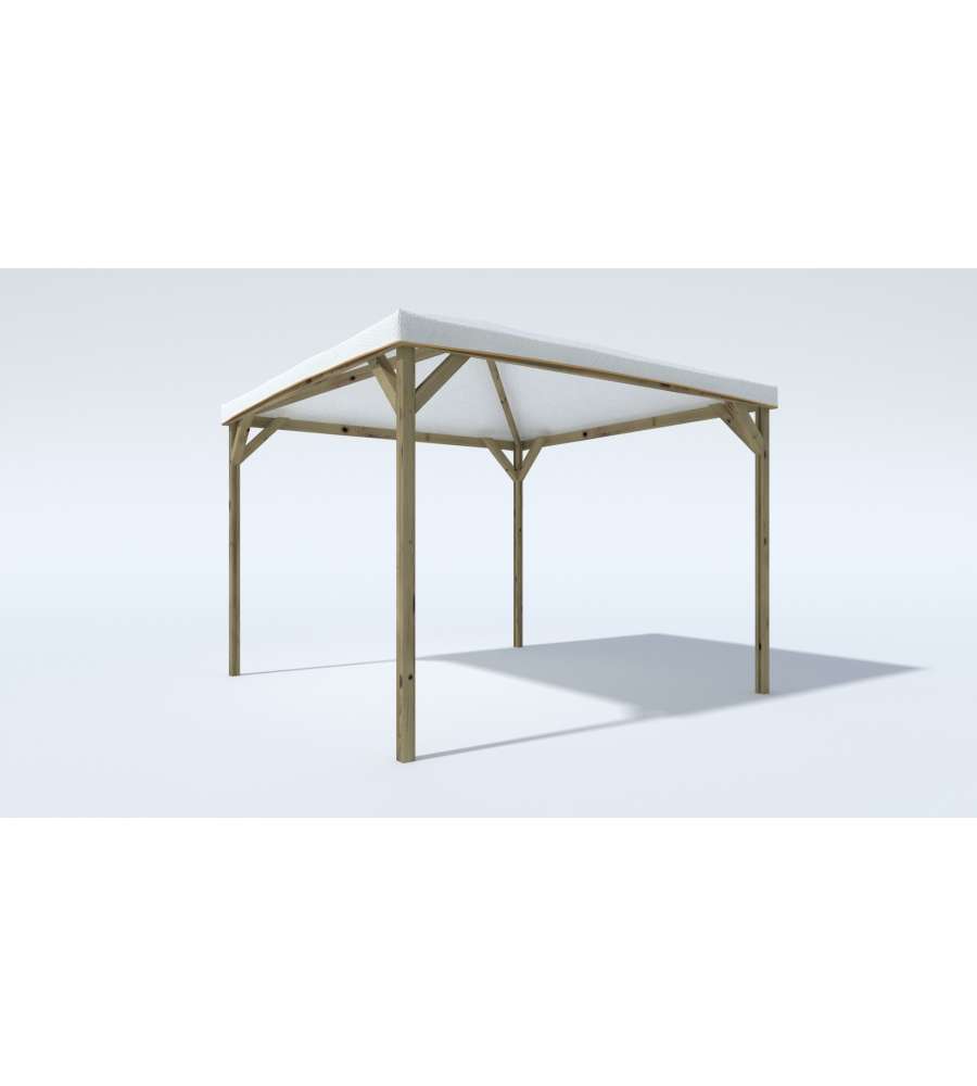 ALCE Gazebo Joy Pocket 300x300 cm Legno con Copertura PVC Bianca