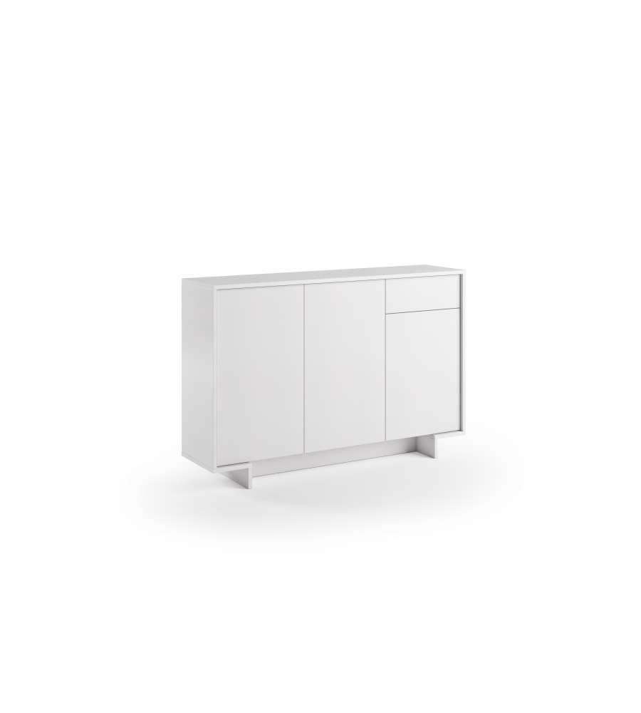 Madia Slim, Con 3 Ante, Cassetto E Tre Ripiani Interni Bianco