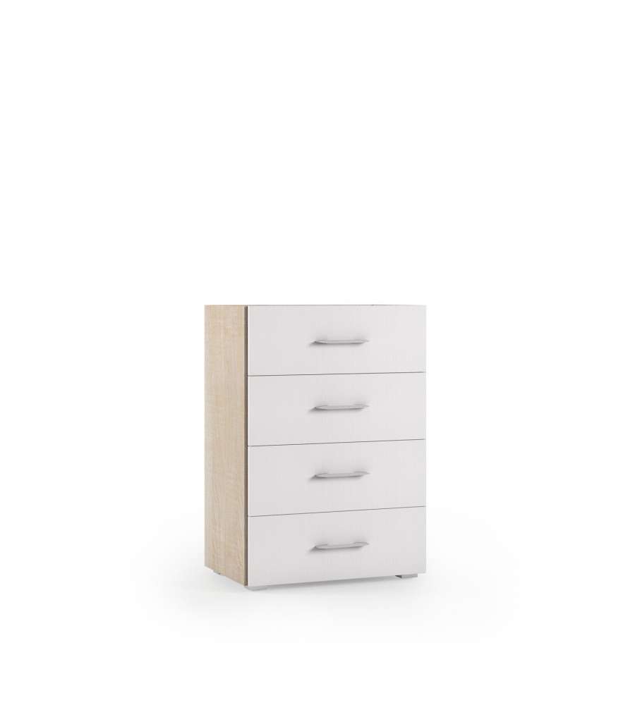 Terraneo Cassettiera 4 Cassetti Rovere e Piano Vassoio Contenitore - Elegante e Funzionale - 60x41x87 cm