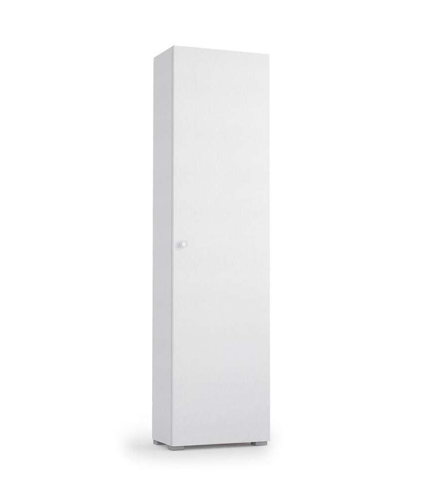 Terraneo Mobile Bianco con Anta e 7 Ripiani Inclinabili - 50x30x182 cm
