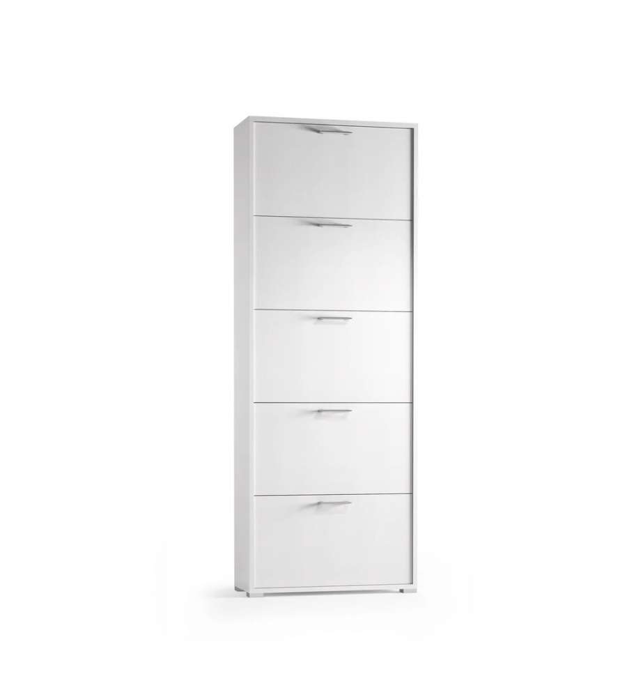 Terraneo Scarpiera Bianco 65x18x184 cm - Mobile 5 Ante Ribalta Scarpe - Elegante e Funzionale
