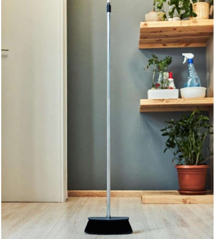 Set Scopa PGV Con Manico Telescopico + Scopino E Paletta – Setole In Gomma, Per Tutti I Pavimenti, 4 Pezzi