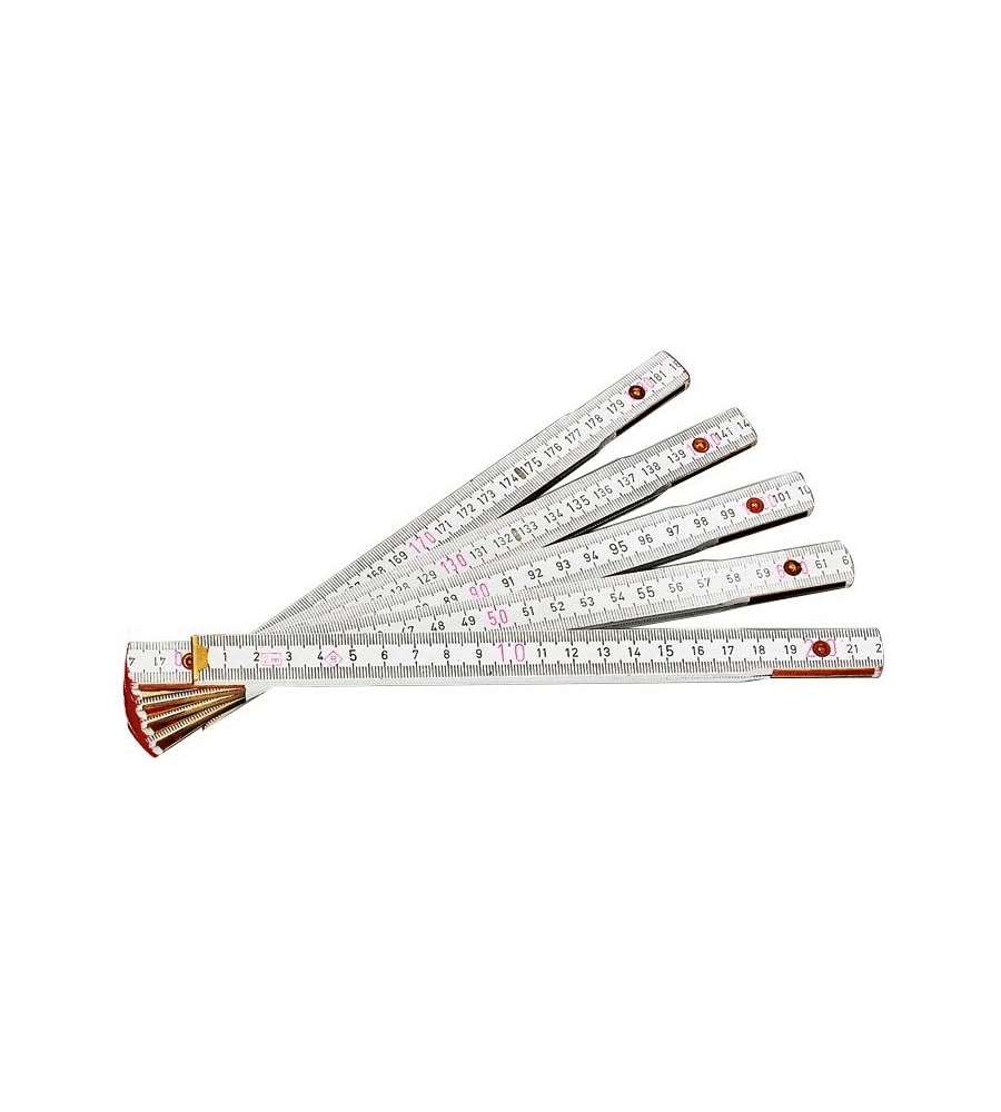 KAPRIOL Doppiometro Pieghevole in Legno Bianco 2 MT Compatto