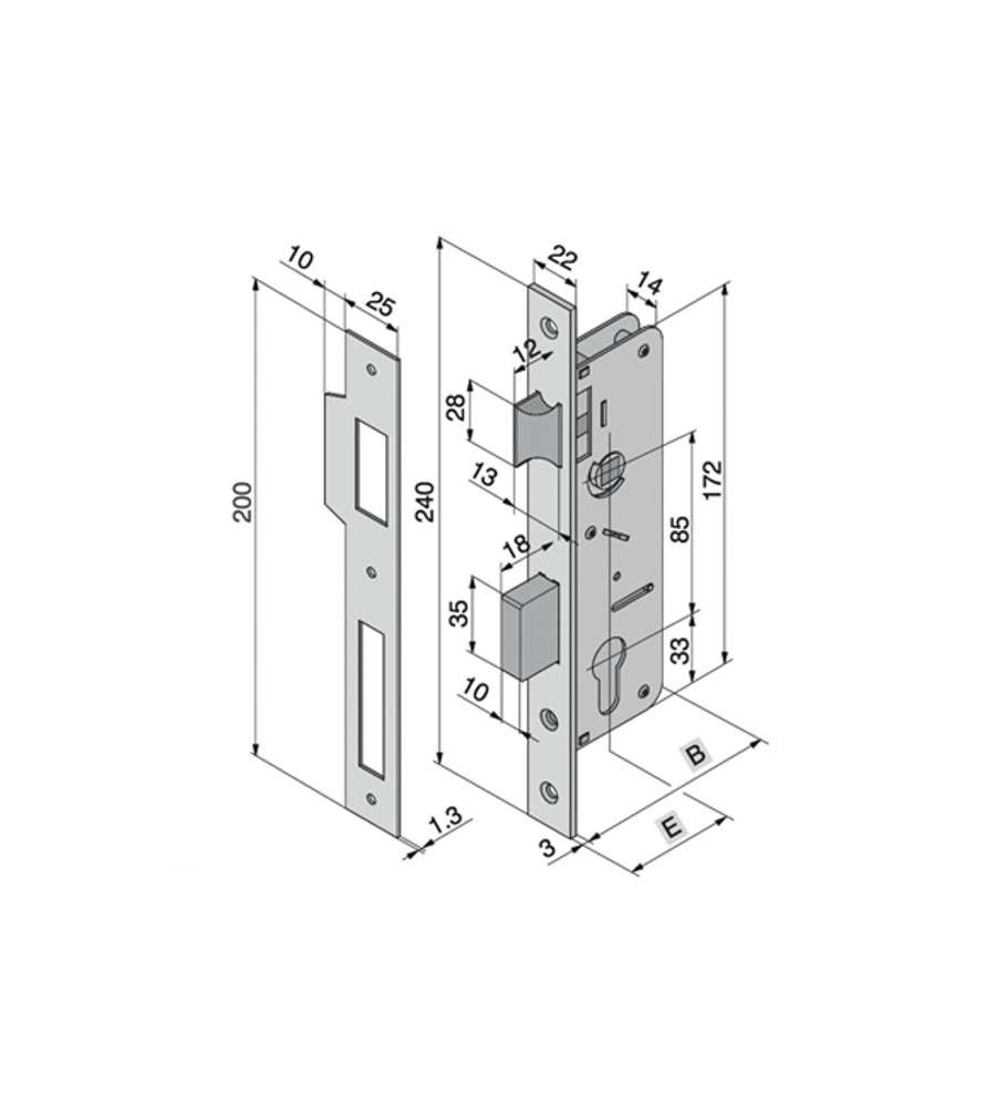 Serratura Inf.Legno              015.25.00.0 Welka