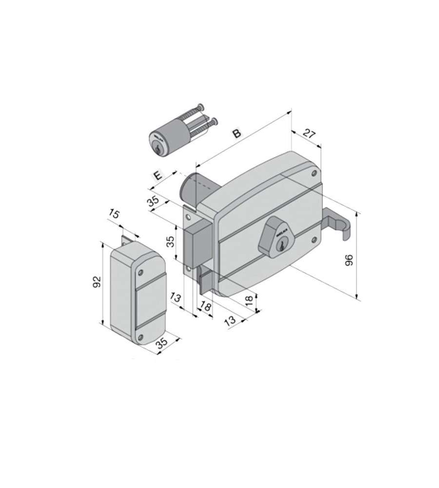 Serratura App.Legno Sx 030.60.52.2 Welka
