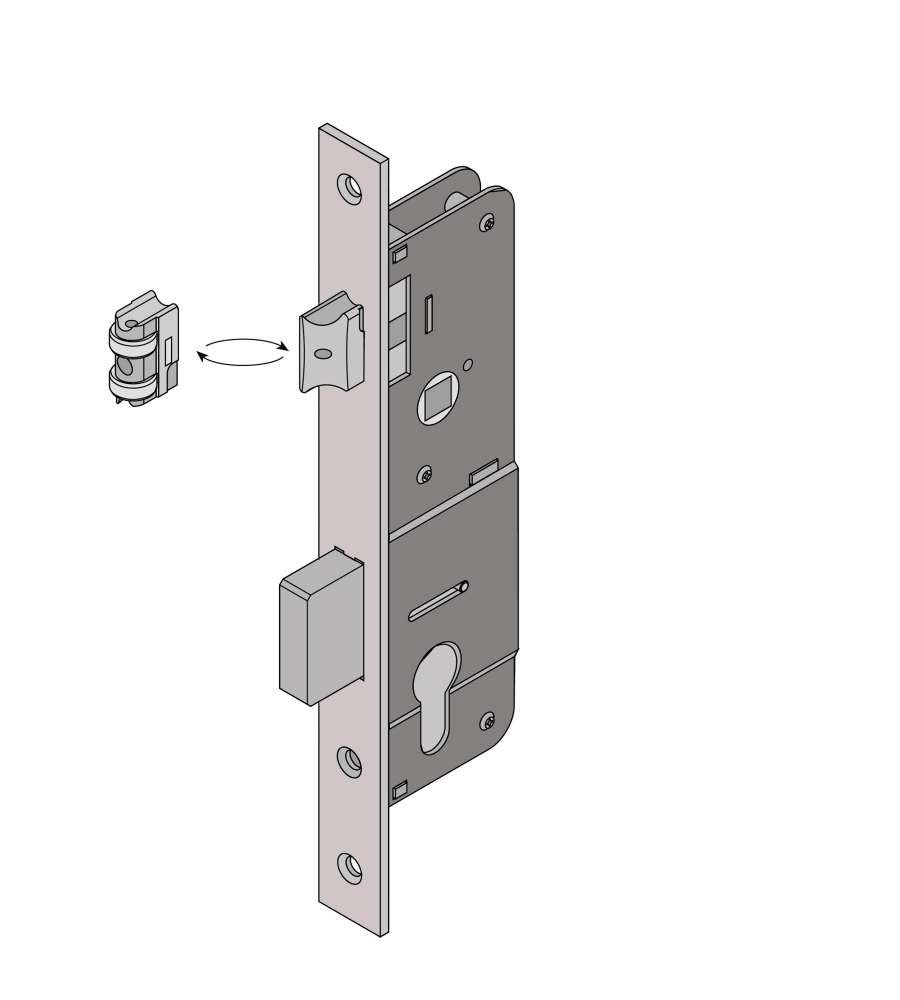 Serratura da infilare per porte in alluminio 101.30.01.0 Welka
