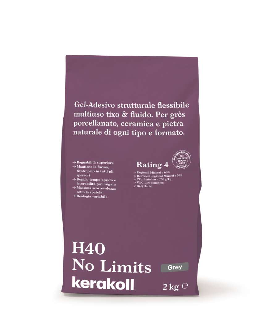 Kerakoll Colla H40 No Limits Grigio 2kg - Gel-Adesivo Strutturale Multiuso