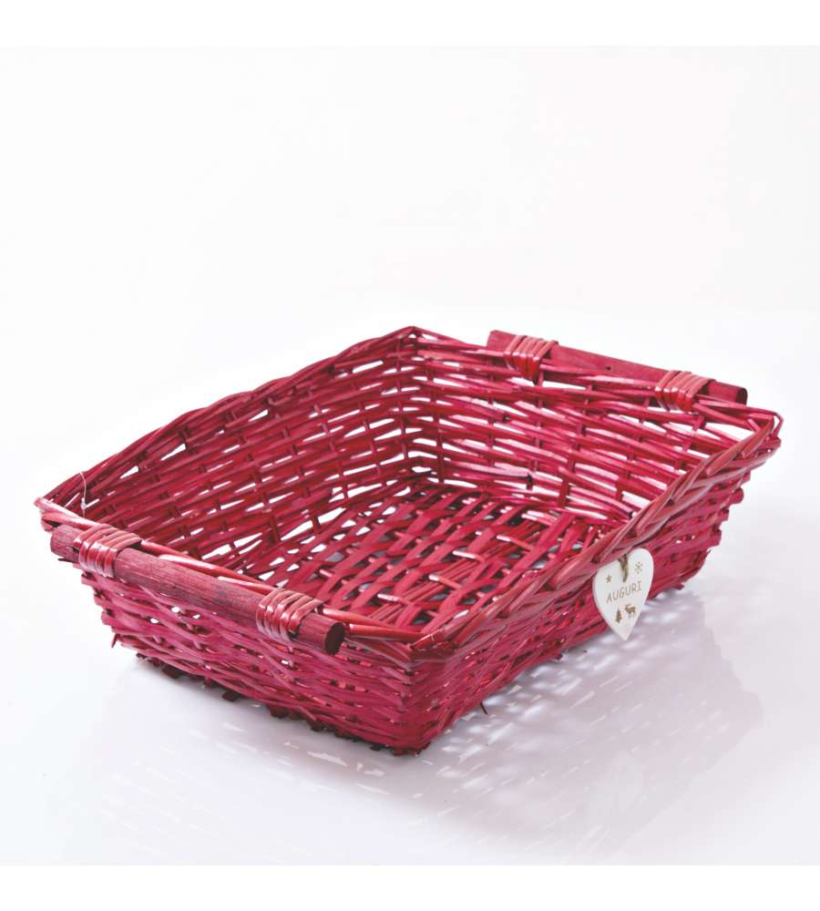Cestino rettangolare rosso Auguri