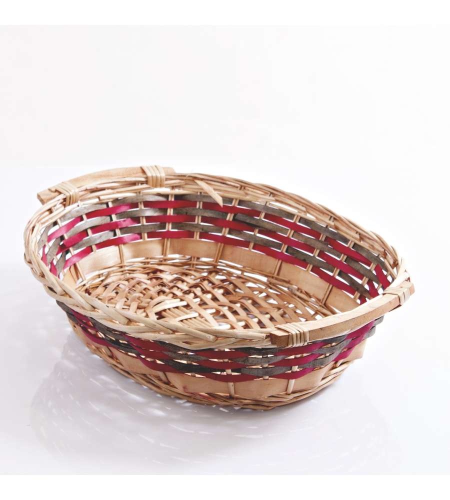 Cestino ovale bicolore con maniglie