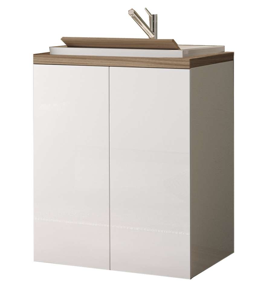 Savini Lavatoio da Incasso Metacrilato Noce/Bianco Lucido 71x65x91 cm