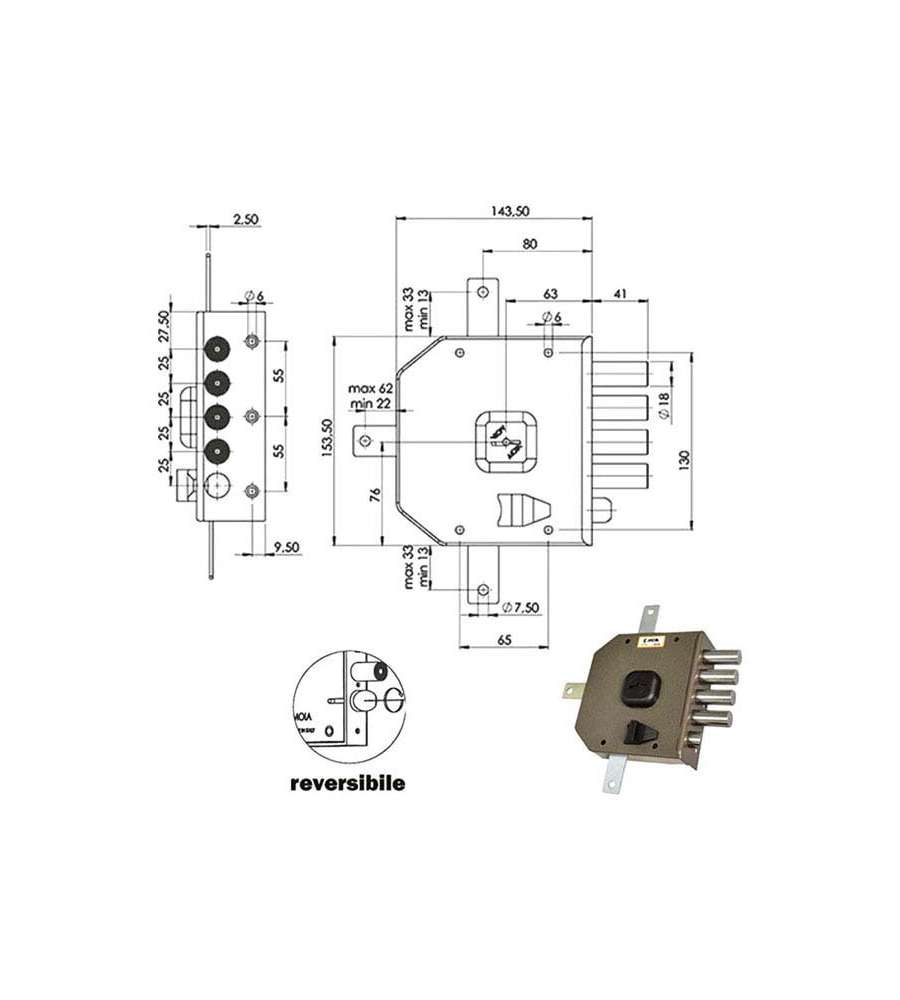 Serratura Sic.Quintupl.Sx Dm G416 Moia