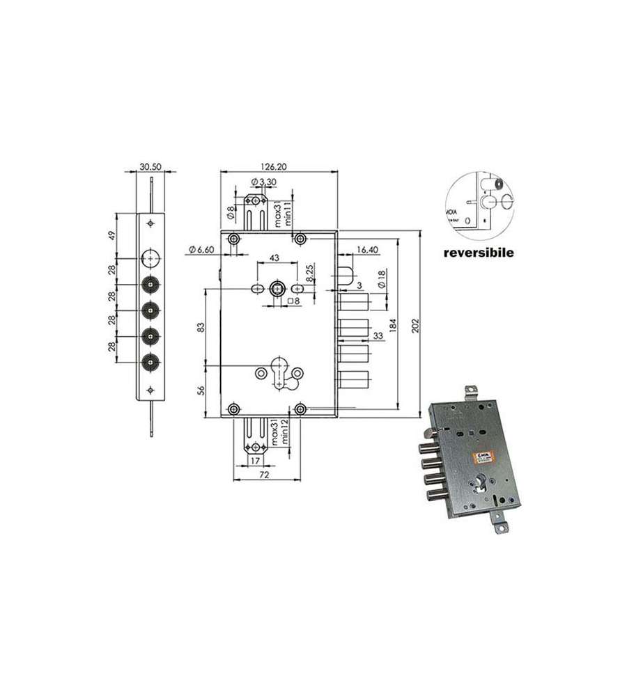 Serratura Sic.Triplice Cil. E63 Rci664/280 Moia