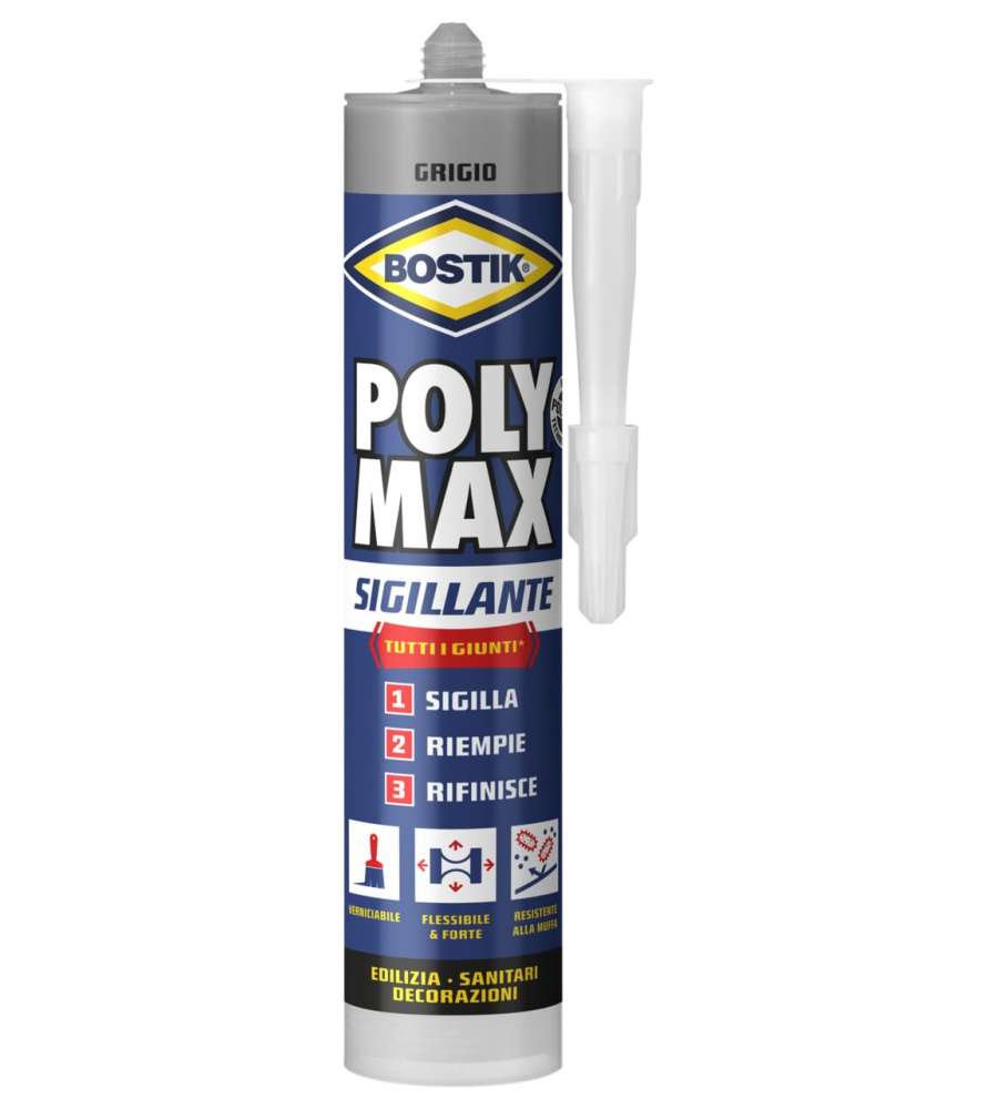 Bostik Sigillante Poly Max Grigio 280ml per Fessure e Crepe