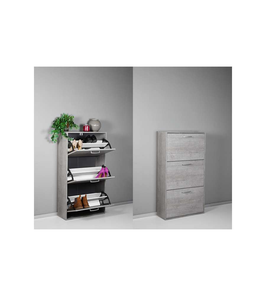 Scarpiera 3 ribalte doppia prof. 16mm cemento 250x1194x650 standard