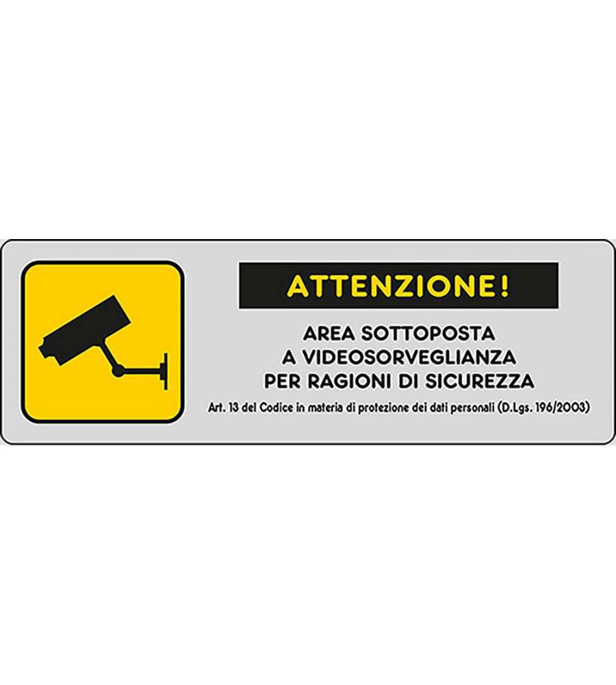 Adesivo Attenzione Area sottoposta a videosorveglianza art.13 15CMx5CM