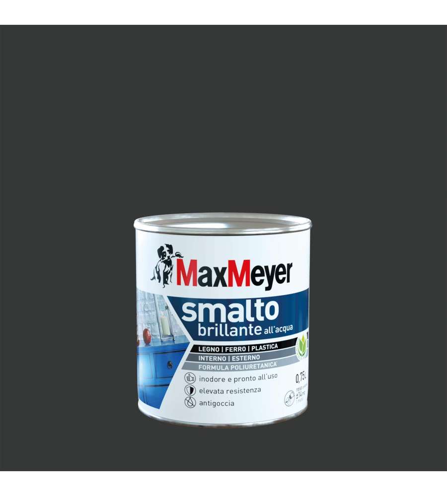 Maxmeyer Smalto Brillante All'acqua Poliuretanico Nero 0, 75 L