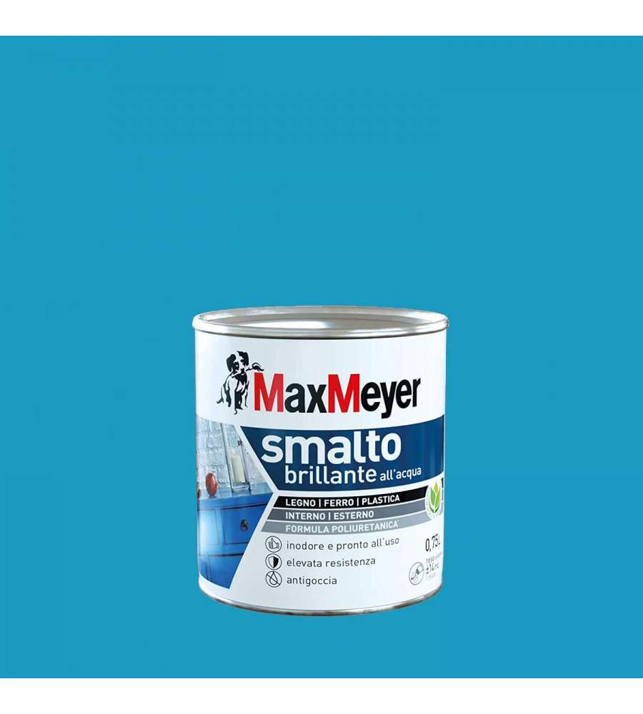 MaxMeyer Smalto Brillante all'acqua Poliuretanico Turchese 0,75 l