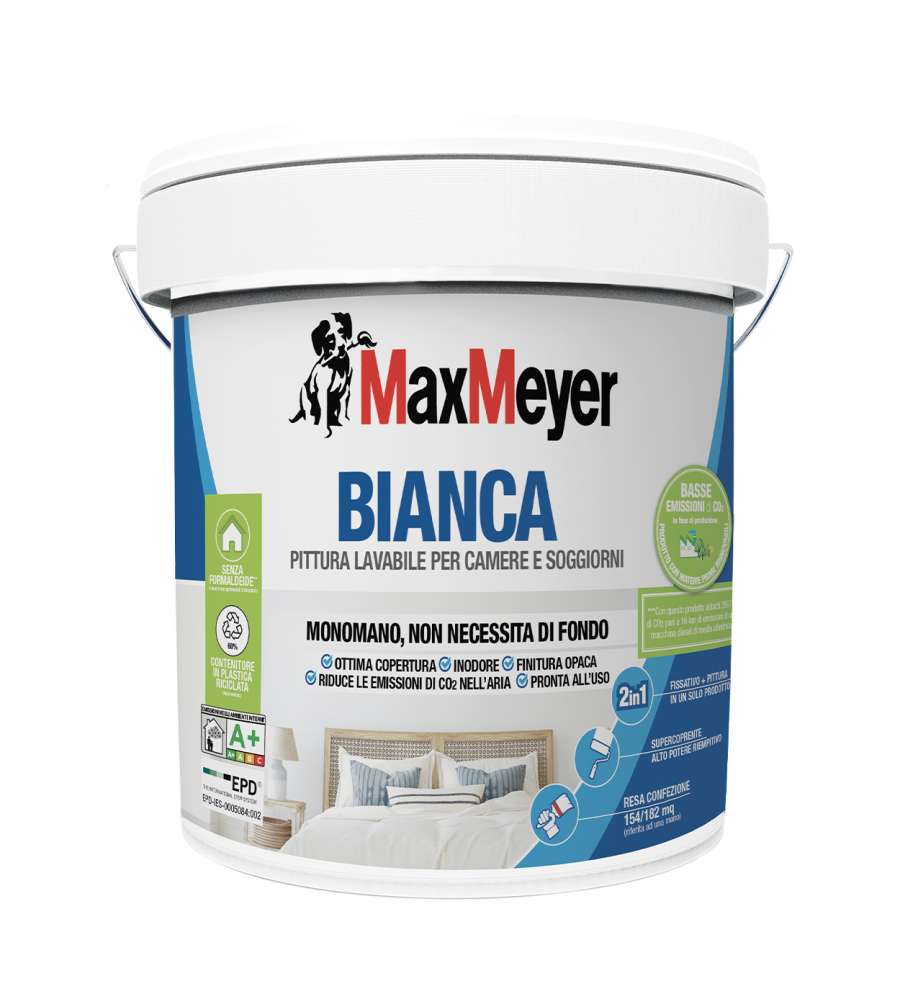 MaxMeyer Pittura Bianca Monomano 14L Lavabile Inodore A+ CAM