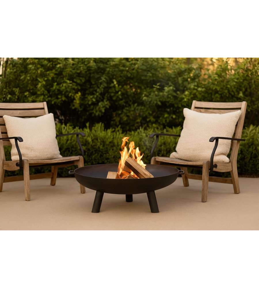 Esschert Design Braciere Da Esterno In Metallo Con Coperchio Taglio Laser A Foglie – Colore Ruggine, Dimensioni 55,8x57x66 Cm