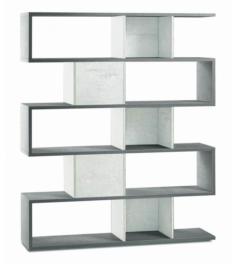 Libreria Modulare H178 L150 Kit Cemento Ossido Bianco 180X150X38 Cm