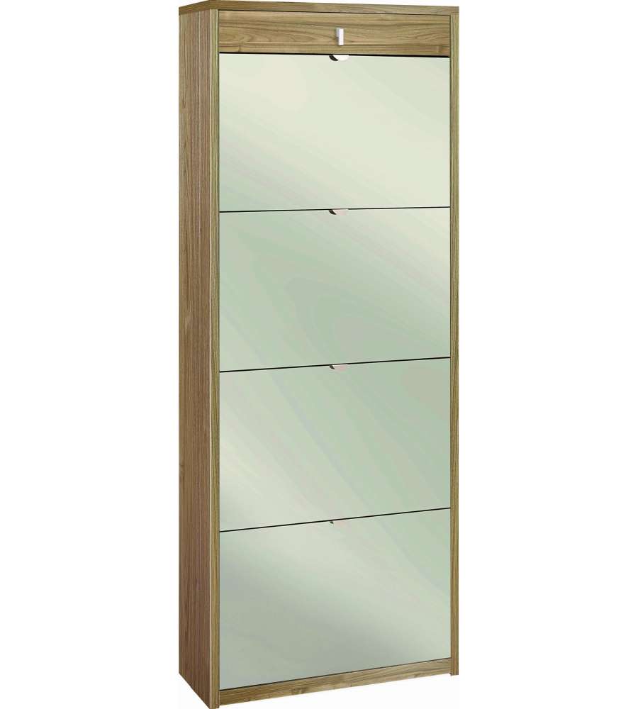 Scarpiera 4 Ante Specchio 1 Cassetto P29 Kit Noce Stelvio Specchio Naturale 164X63X29 Cm