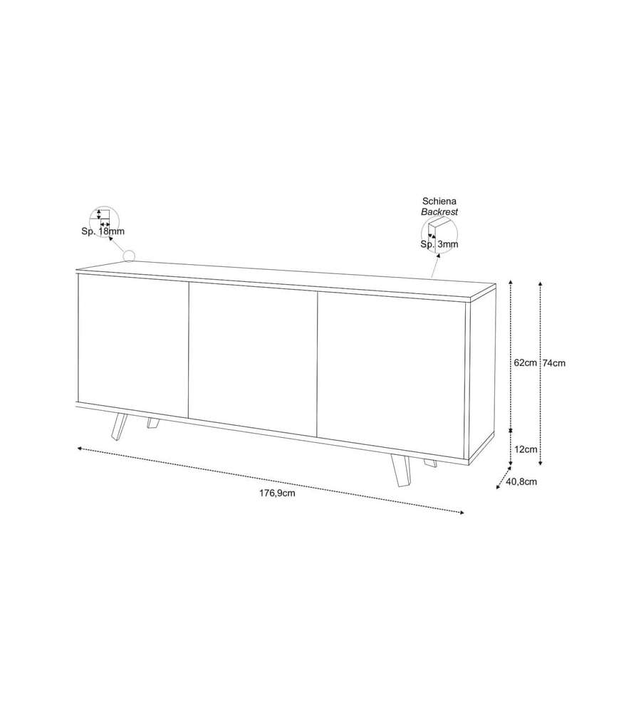 Sarmog Mobile Quadrante in Truciolare Ossido Bianco e Marmo Calacatta - 74x177x41 cm